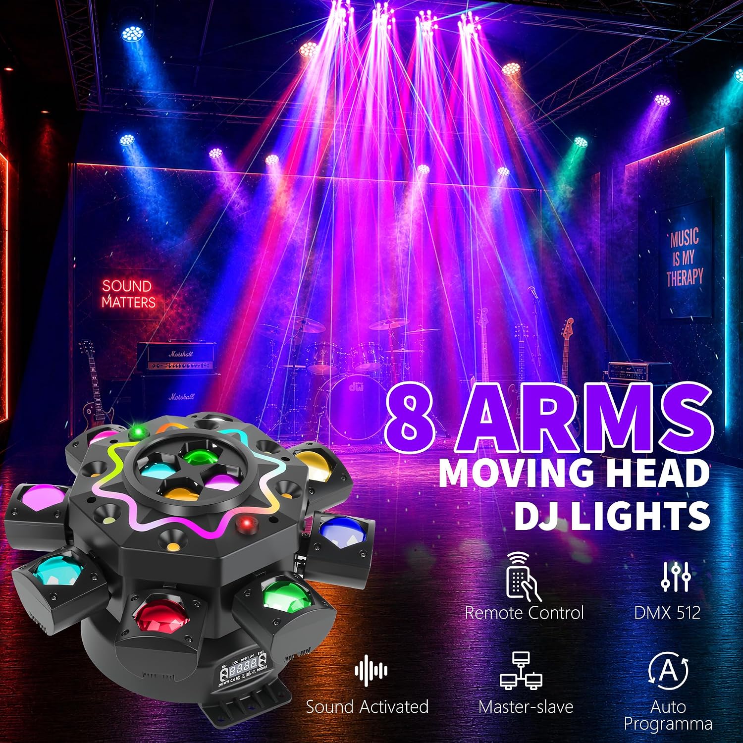 200W Disco Party Lights 8 Arm  - đánh giá và giá Audio Music Dj