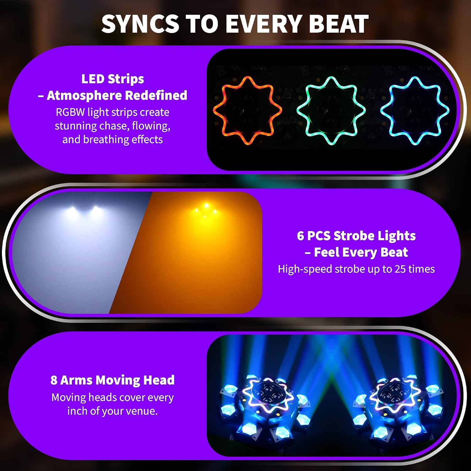200W Disco Party Lights 8 Arm  - đánh giá và giá Audio Music Dj